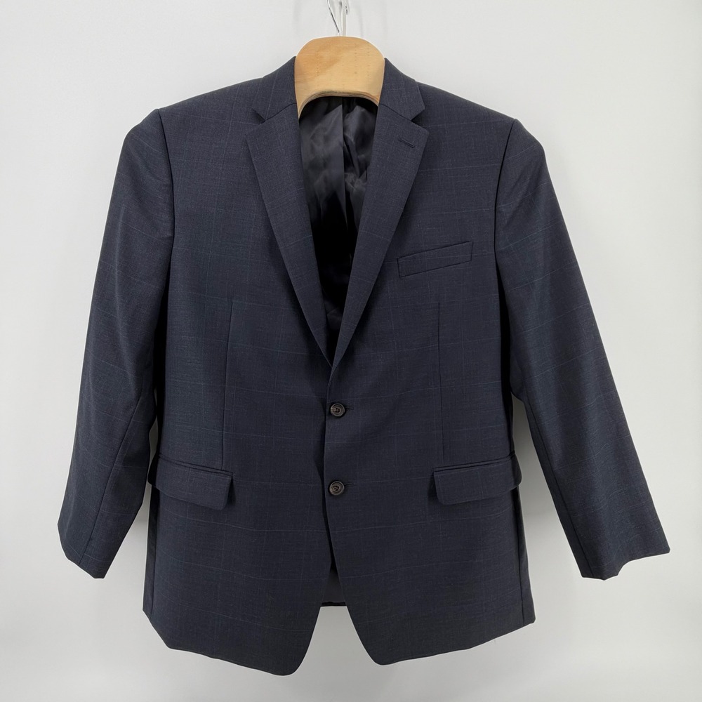 Lauren Ralph Lauren Mens‎ 44R Navy Plaid Wool Suit Blazer Jacket Sport Coat